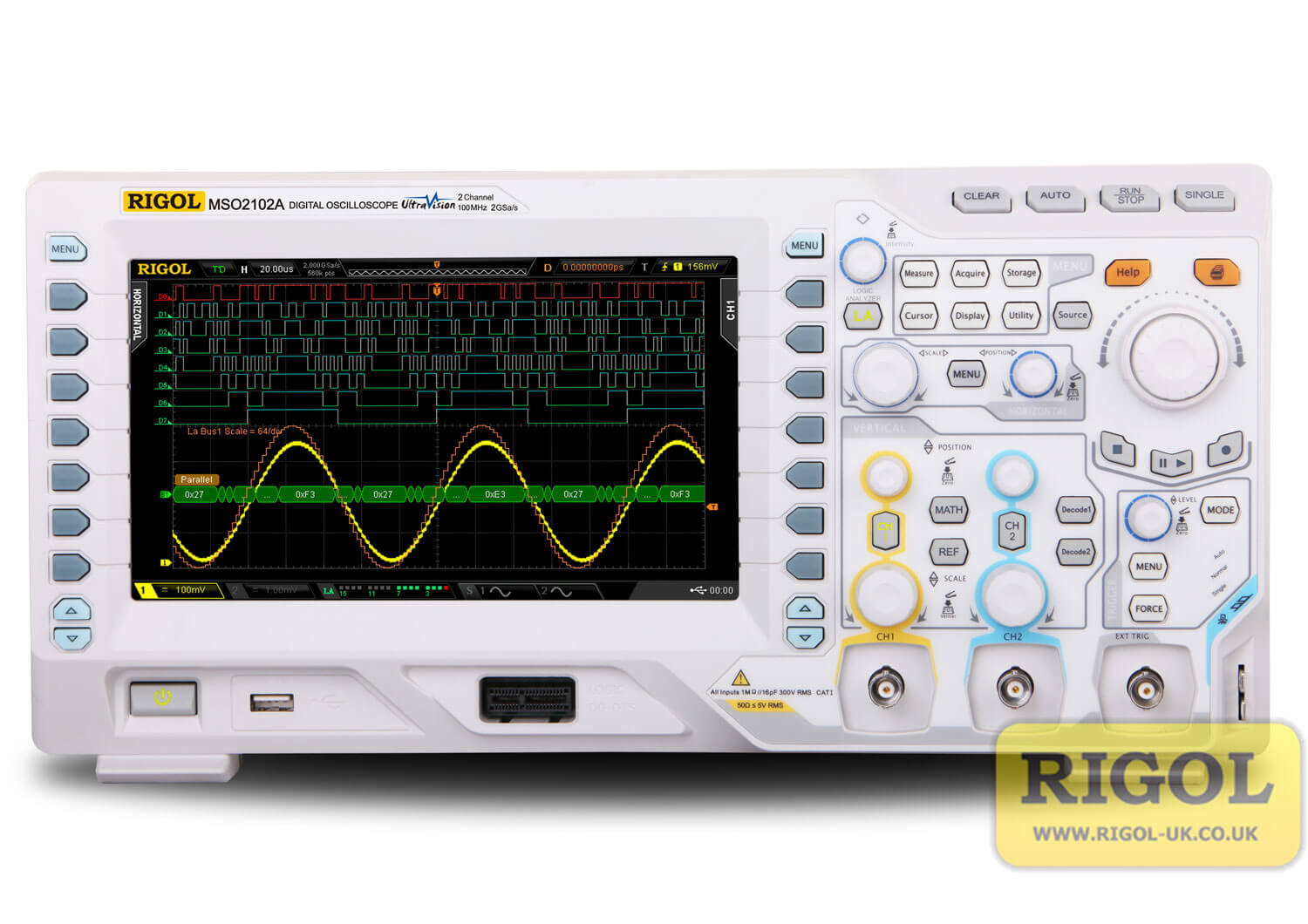 Rigol MSO2102AS 100MHz Mixed Signal Oscilloscope & Signal Generator