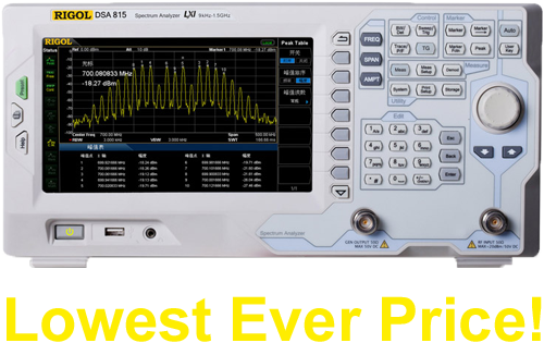 Rigol DSA815-TG 1.5GHz Spectrum Analyser<br> Price From £789.00