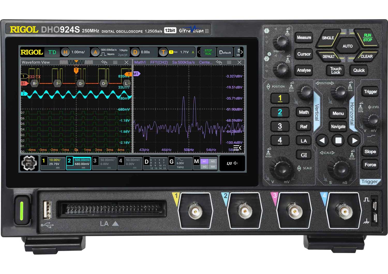 Rigol DHO924S 4CH, 12Bit, 250MHz, 1.25GSa/s Digital Oscilloscope + 25M