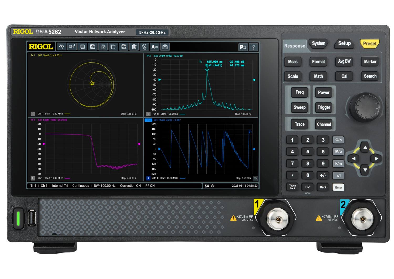 Rigol DNA5262 2 Port, 5kHz to 26.5 GHz, 1 Hz Resolution Vector Network Analyser
