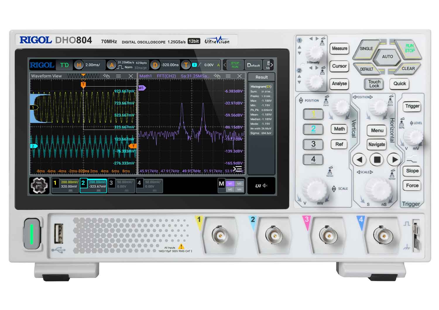 Rigol DHO804 oscilloscope Front Telonic uk