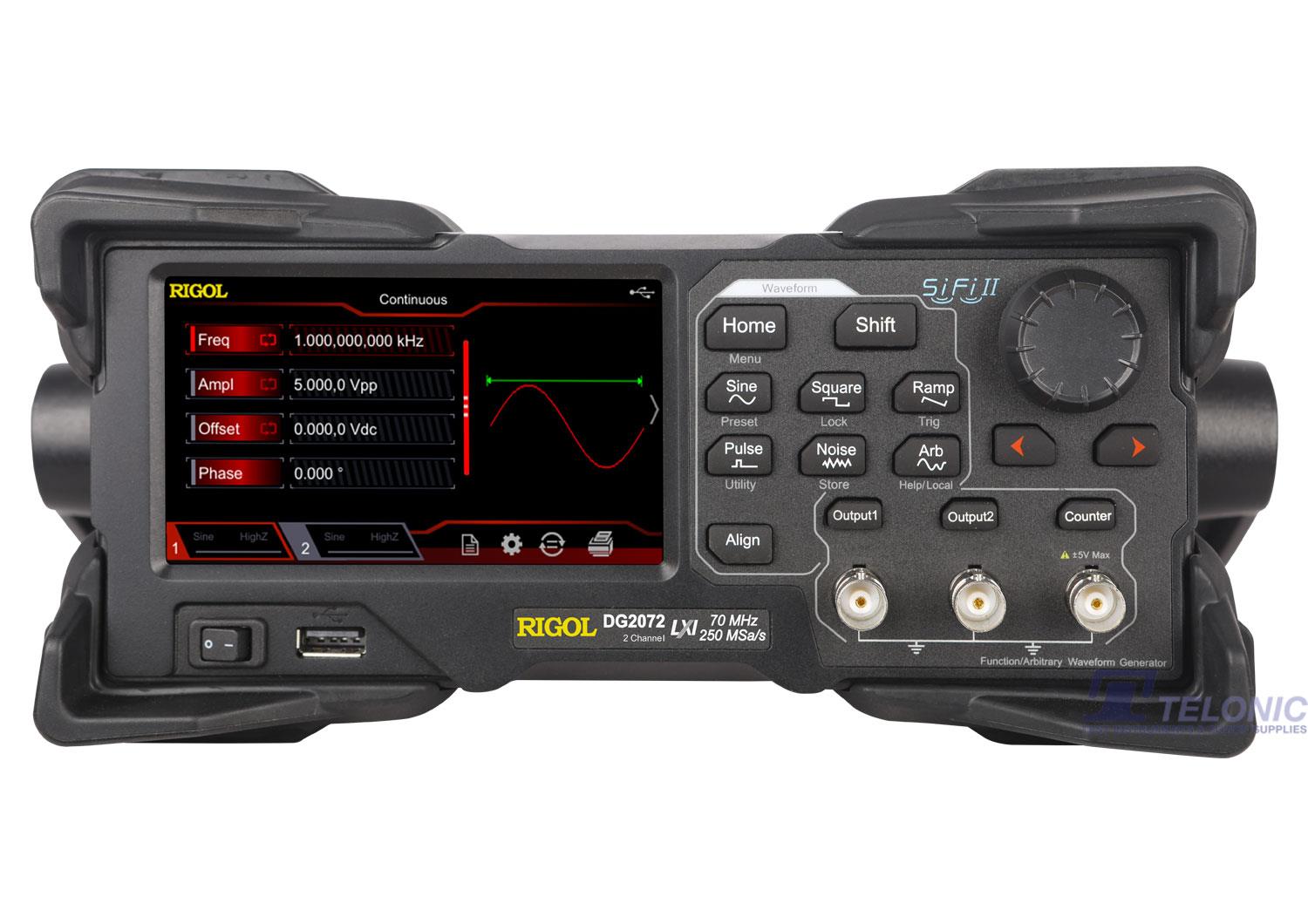 Image of Rigol dg2072 function generator front